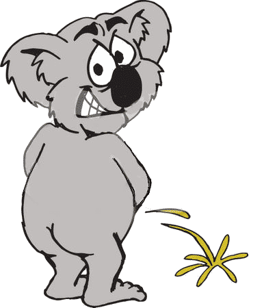 36214-Clipart-Illustration-Of-A-Koala-Peeing-On-Something-And-Looking-Back